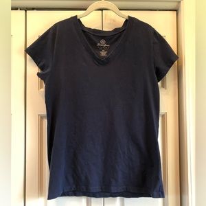 Lauren James navy blue short/cap  sleeve v neck, XL
